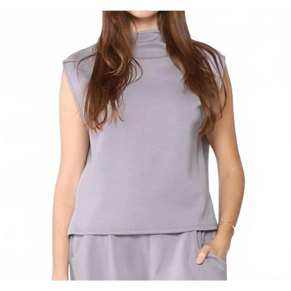 NEW RIPLEY RADER scuba cowl neck top in silver